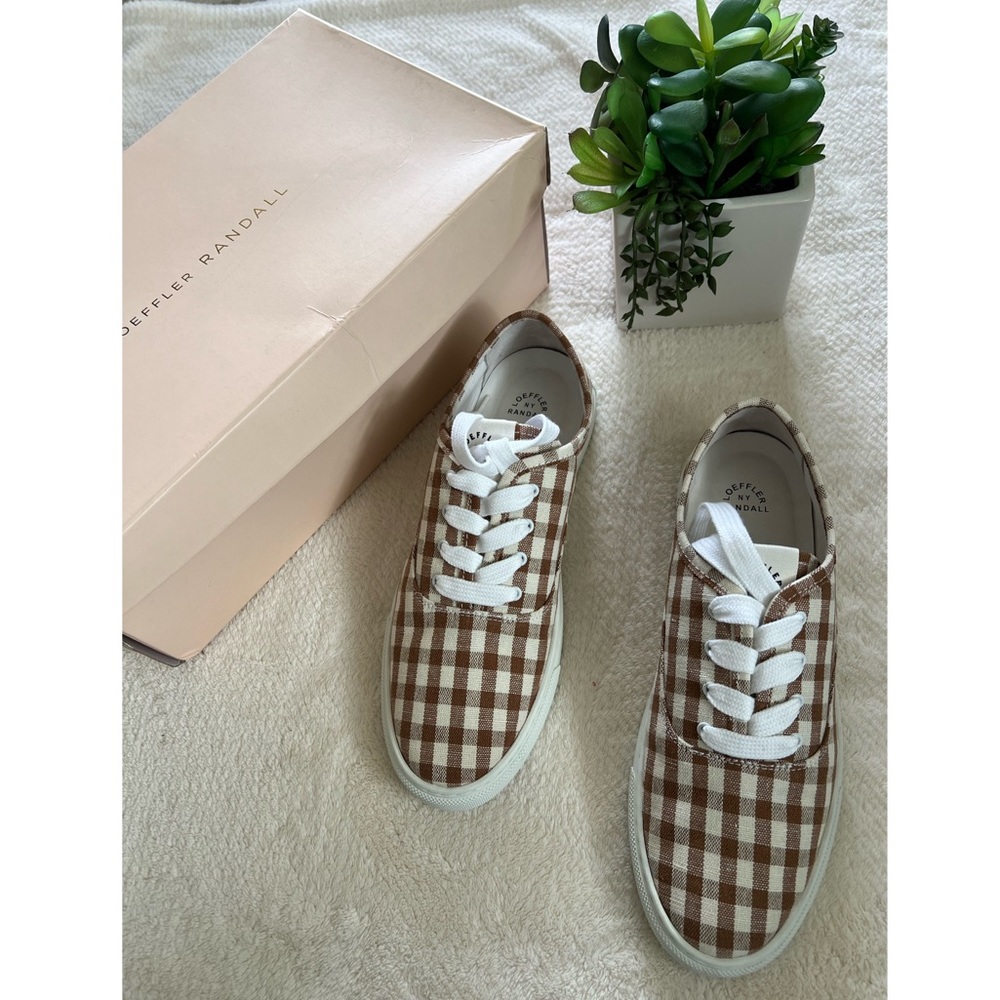 NWT. Loeffler Randall Keegan plaid gingham lace-up sneakers. Sz 39 or 9.